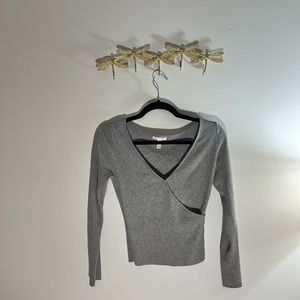 Leith Gray Cross Over Long Sleeve